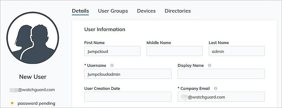 Screenshot that shows the User Information section.